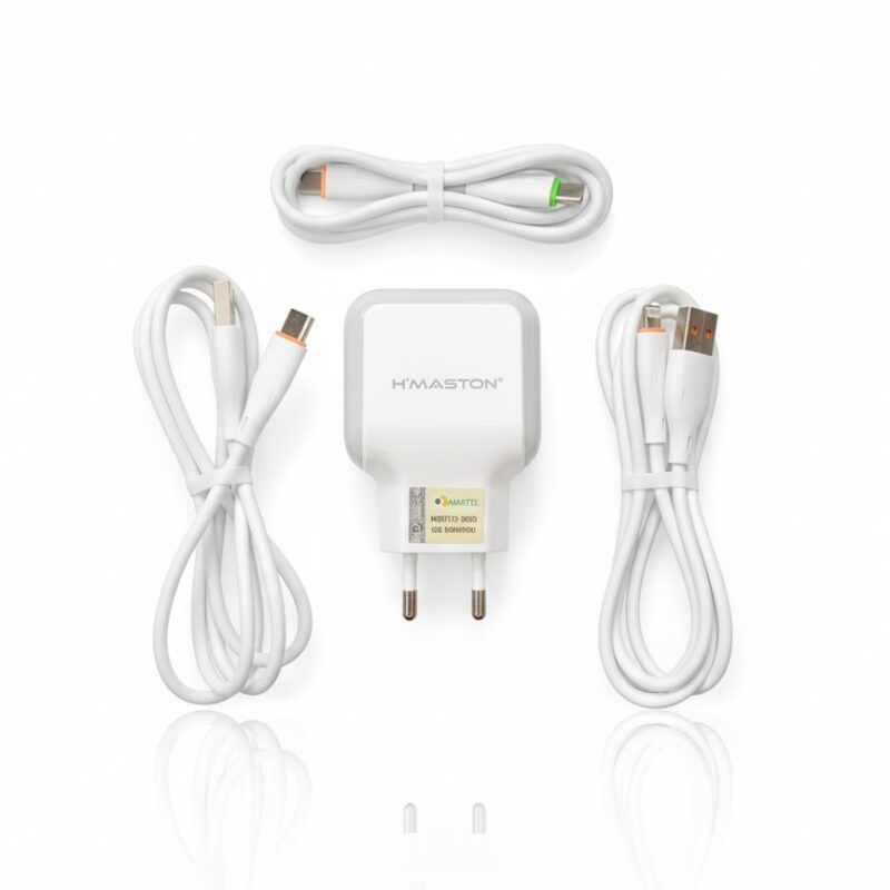 Kit carregador 2USB + cabo TIPO C + Cabo Iphone + Cabo V8